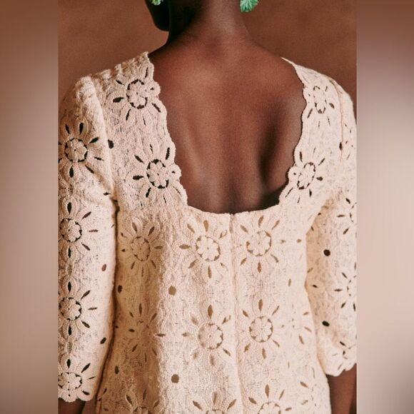 NEW SEZANE Krissy Crochet dress in Ecru - Picture 7 of 11